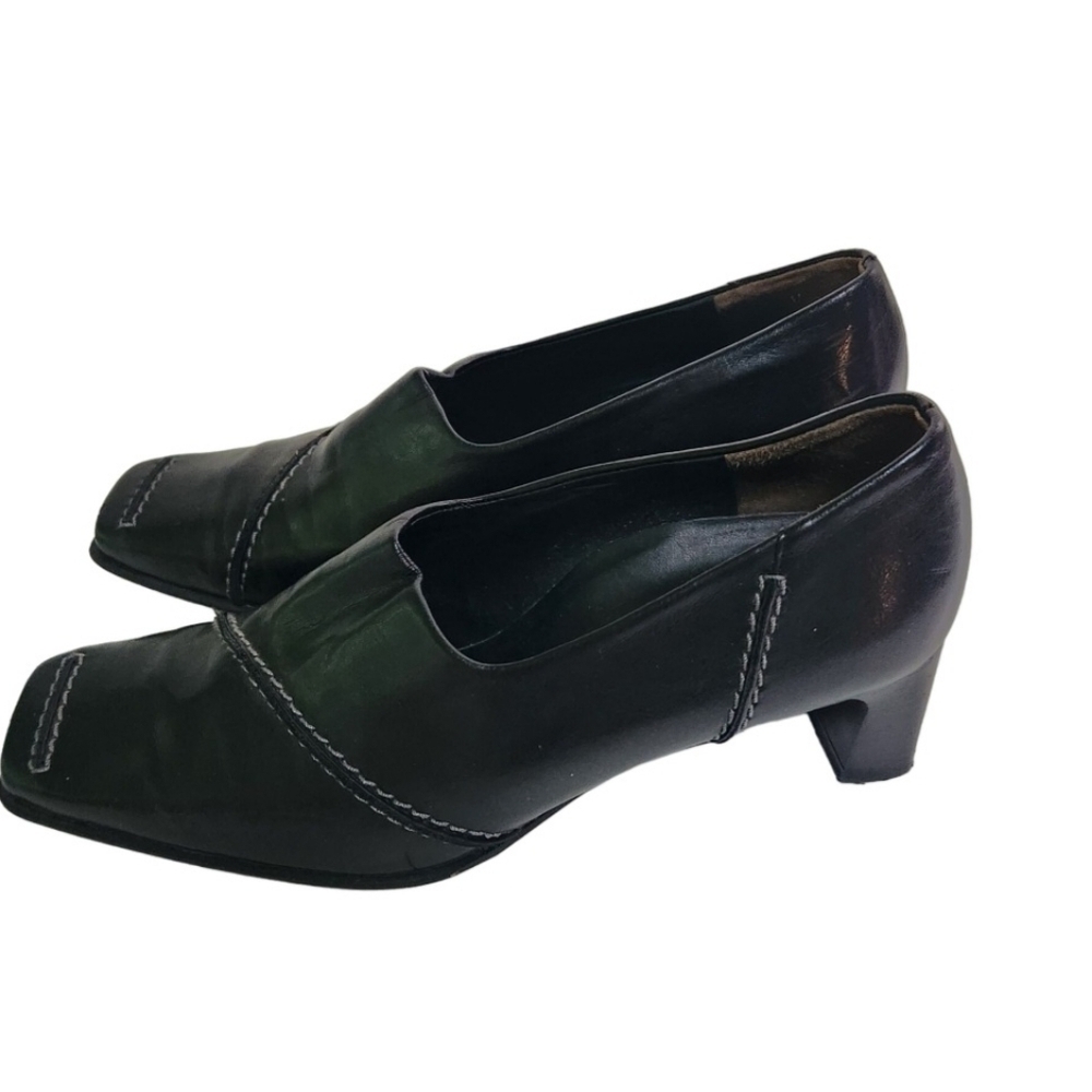 Paul Green Munchen Black Leather Slip On Leather Loafers Size 6
